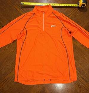 Asics Men's Orange Performance Quarter-Zip Running Pullover Size Large